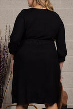 Tie Waist Midi Plus Size Dress Style 2355 in Black