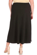 Plus High Waist A-line Long Skirt Style 5001 in Black