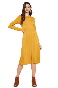 Midi Dress Style 3374 in Mustard or Teal