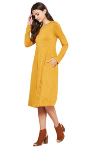Midi Dress Style 3374 in Mustard or Teal