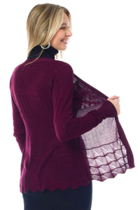 Plus Crochet Knit Cardigan Style 1070 in Plum