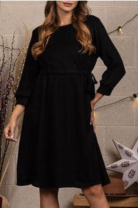 Tie Waist Midi Dress Style 2355 in Black
