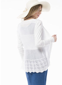 Plus Crochet Knit Open Cardigan Style 1070 in White