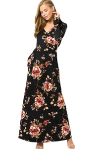 Plus Black Floral Dress Style 5256