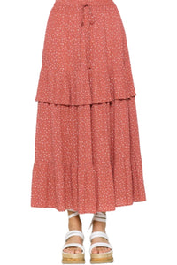 Ruffled Long Skirt Style 80173 in Marsala