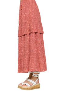Ruffled Long Skirt Style 80173 in Marsala