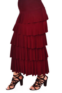 Plus Long Ruffle Skirt Style 145 in Black, Navy and Burgundy