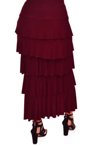 Plus Long Ruffle Skirt Style 145 in Black, Navy and Burgundy