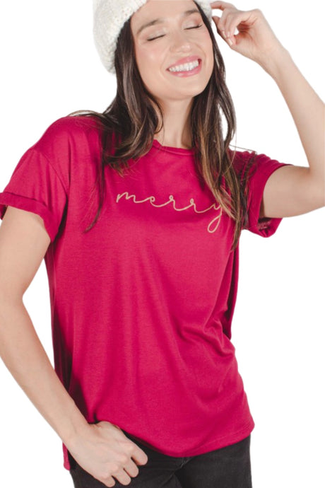 Merry Graphic Tee in Red