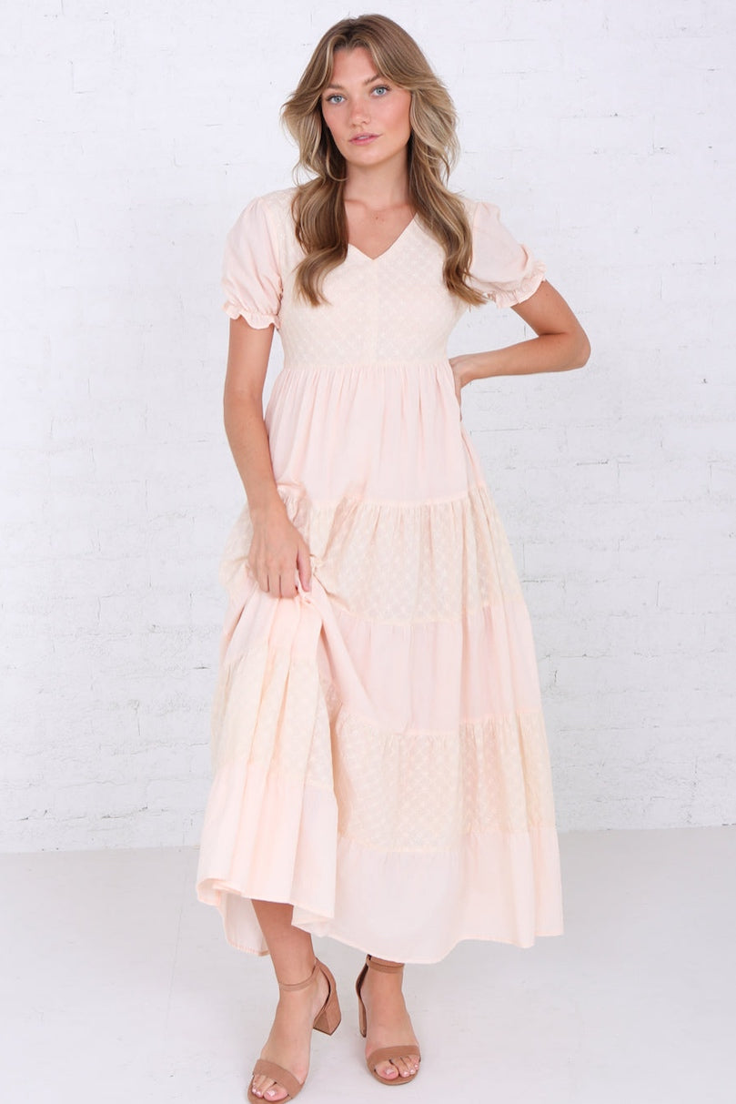 Tayley Tiered Maxi Dress in Cream