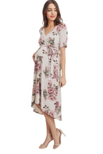 Floral Wrap Maternity Nursing Dress Style 1623 in Cream