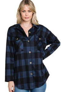 Plaid Button Down Shirt Style 4157 in Navy or Red
