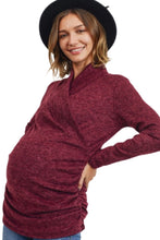 Surplice Sweater Knit Maternity Tunic Style 1977 in Burgundy