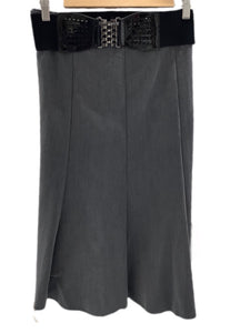 Dressy Mid-Length Skirt with Belt Style 4120 in Black, Beige or Grey
