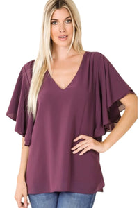 Double Layer Chiffon Blouse Style 2636 in Eggplant