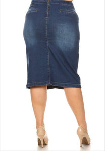 Blue Denim Skirt with wash Style 77482X