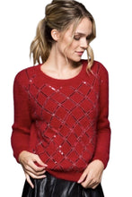 Knit Diamond Shaped Sequin Sweater 12002