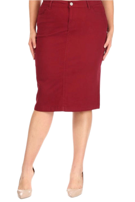 Plus Twill Skirt Style 77546X Plus in Cherry
