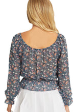 Floral Blouse Shirt Style 1004 in Navy
