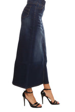 Long Denim Skirt Style 87241 Dark Blue