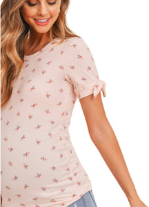 Maternity Floral T-shirt Style 2222 in Peach