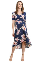 Floral Wrap Maternity Nursing Dress Style 1623 in Navy