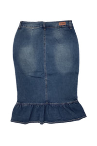 Vintage Wash Denim Skirt with Bottons Style 77531