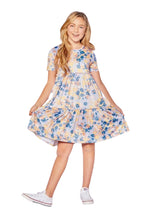 Girls Dress Style 3606 in Yellow-Blue Floral