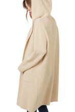 Hooded Open Front Sweater Cardigan Style 2199 in Beige or Heather Grey