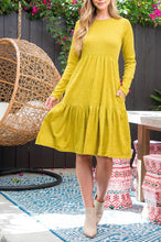 Tiered Ruffle Sweater Dress Style 7958 in Mustard