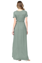 Short Sleeve Maternity Maxi Dress in Sage Style 1915