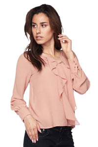 Ruffle Blouse Style 6307 in pink or mocha