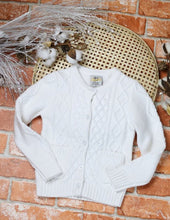 Cardigan Sweater Style 919 in White or Vintage Ivory Girls