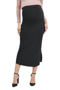 Calf Length Black Maternity Skirt Style 2261