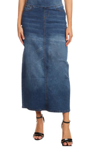 Long Denim Skirt Style 87241 Indigo Wash