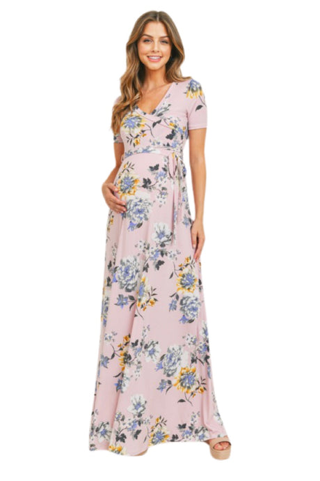 Blush Floral Maternity Nursing Dress Style 2193