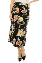 Plus Floral Maxi Skirt in Black or Yellow-Black Style 833