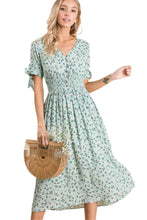 Floral Smocked Waist Floral Dress Style 1881 in Mint