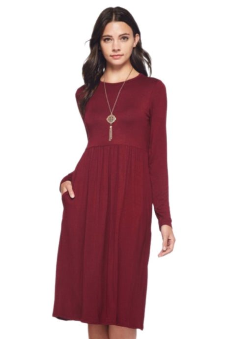 Midi Dress Style 3374 in Burgundy