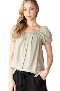Front Button Blouse Style 5688 in Sage, Black or Pink