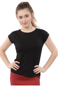 Cap Sleeve Layering Tee Style 1296 in Black or White