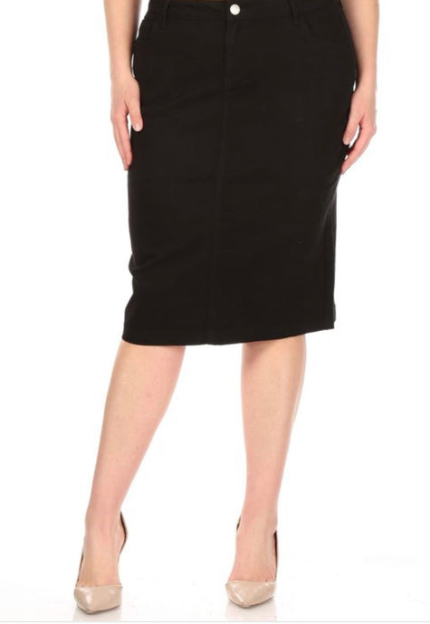 Black Denim Skirt Style 77546X Plus