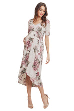Floral Wrap Maternity Nursing Dress Style 1623 in Cream