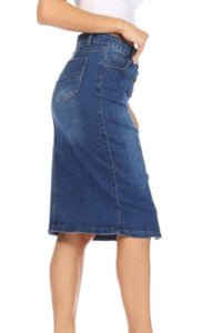 Knee Length Denim Skirt Style 882