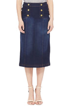 Mid-Length Denim Skirt with front buttons style 77381