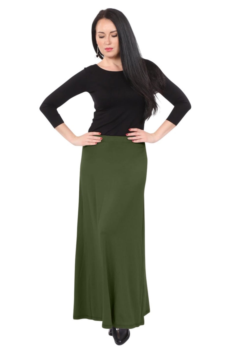 Maxi Skirt for Women Style 1468 in Black, Olive or Aubergine