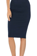 Cotton basic Knee skirt Style 4562 in Black, Navy or Ash Mocha