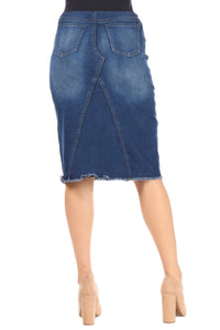 Mid-Length Denim Skirt Indigo Wash Style 77617