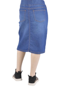 Girls Button Denim Skirt 77803 in Dark Indigo Wash