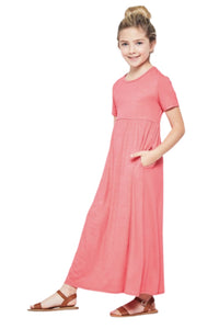 Girls Short Sleeve Maxi Dress Style 3601